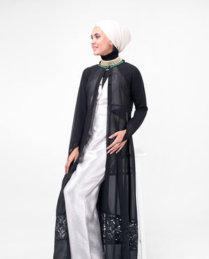 Long Black Elegant Lace Outerwear Small (8-10) Petite (- 5'2") Black