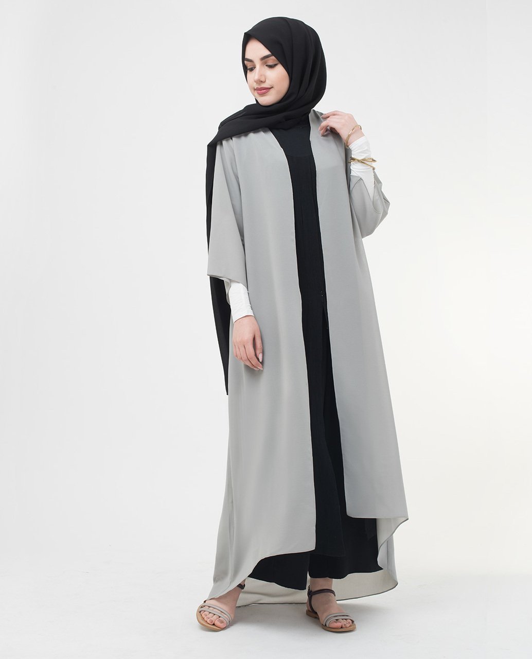 Long Sheer Ash Grey Kimono Small Petite (- 5'2") Ash Grey