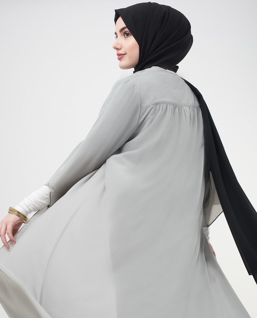 Long Sheer Ash Grey Kimono Small Petite (- 5'2") Ash Grey