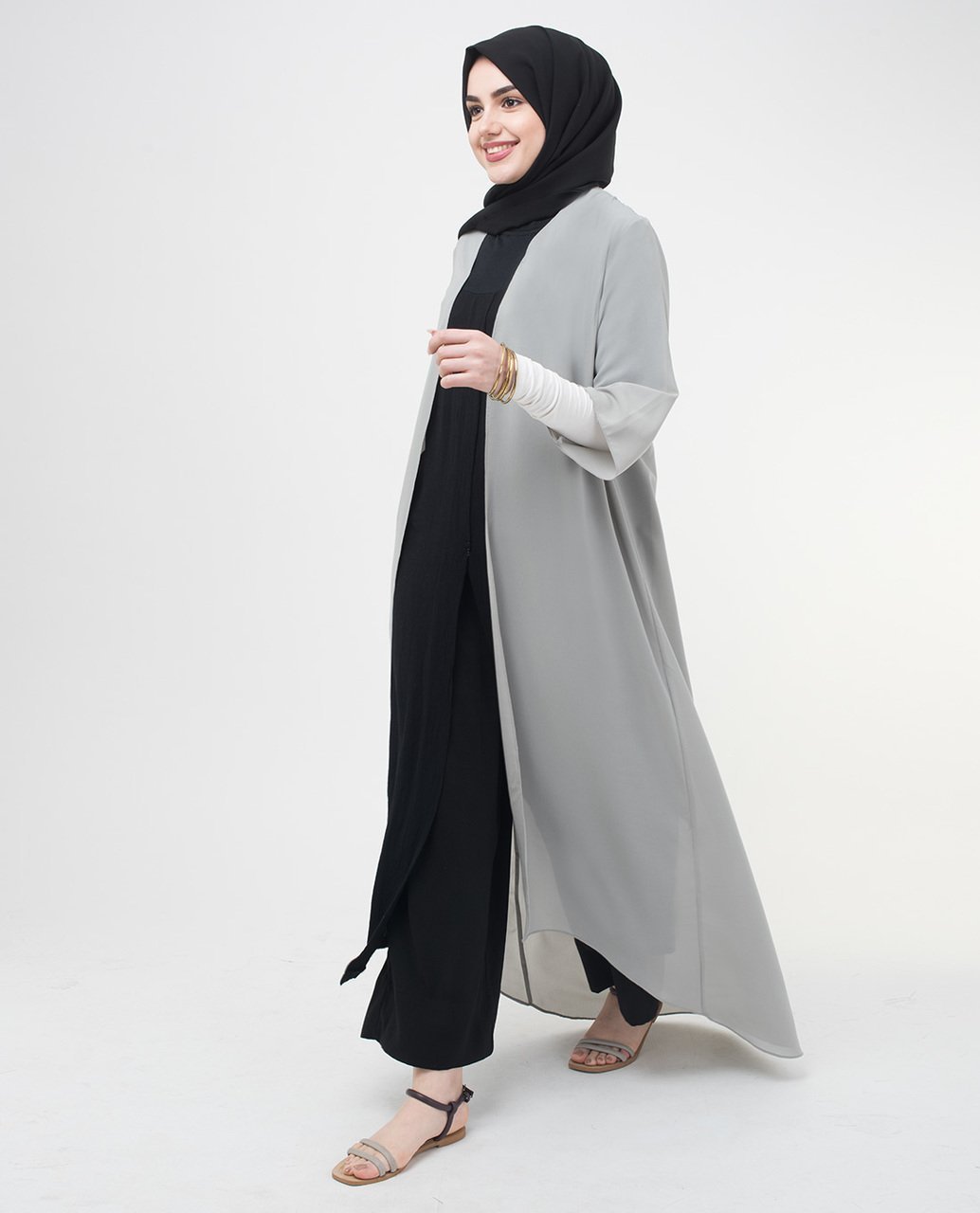 Long Sheer Ash Grey Kimono Small Petite (- 5'2") Ash Grey