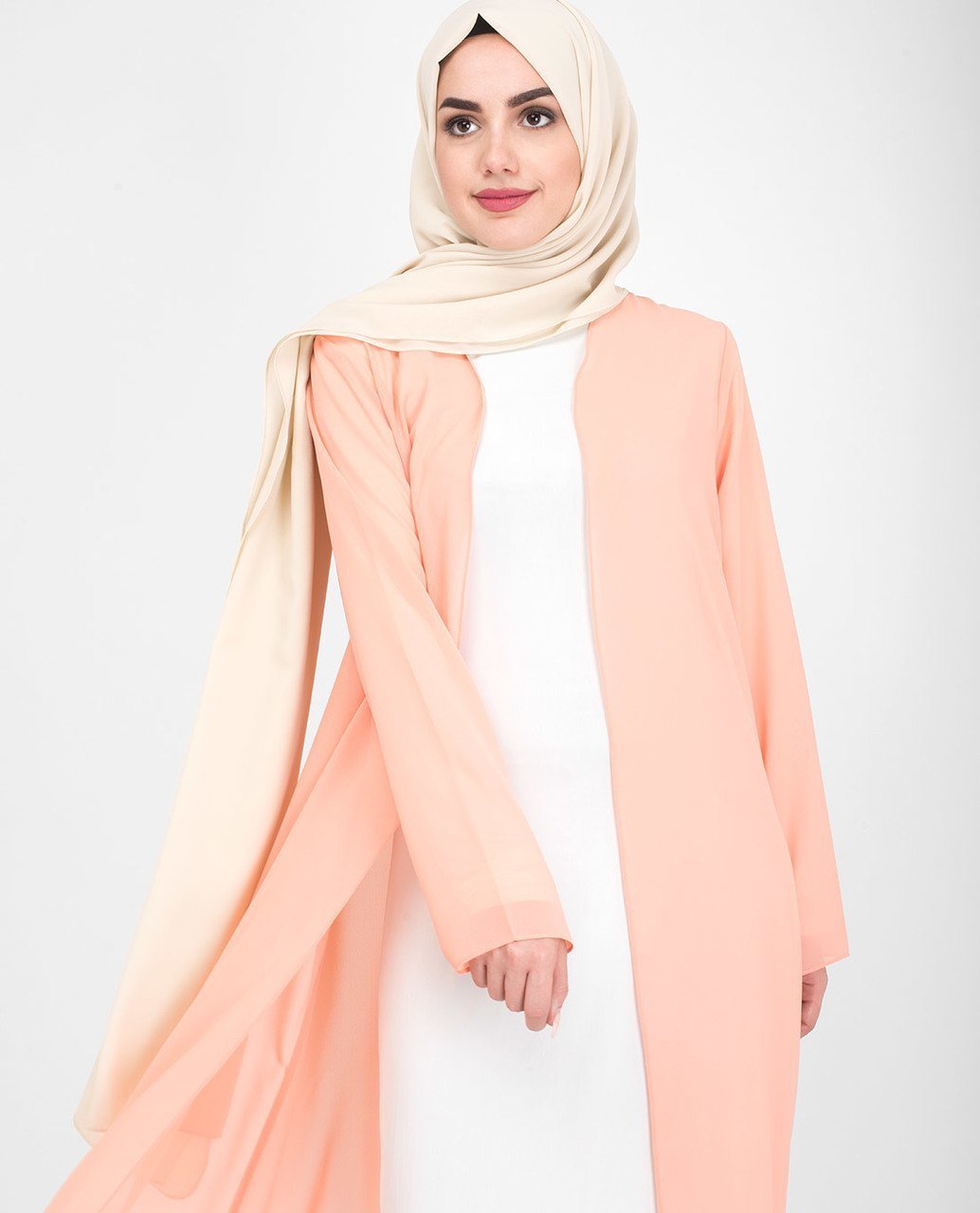 Long Sheer Coral Pink Outerwear Small (8-10) Regular (5'2" to 5'6") Coral Pink