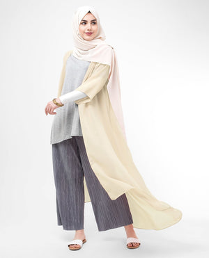 Long Sheer Fog Cream Kimono Small (8-10) Regular (5'2" to 5'6")