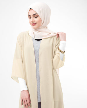 Long Sheer Fog Cream Kimono Small (8-10) Regular (5'2" to 5'6")