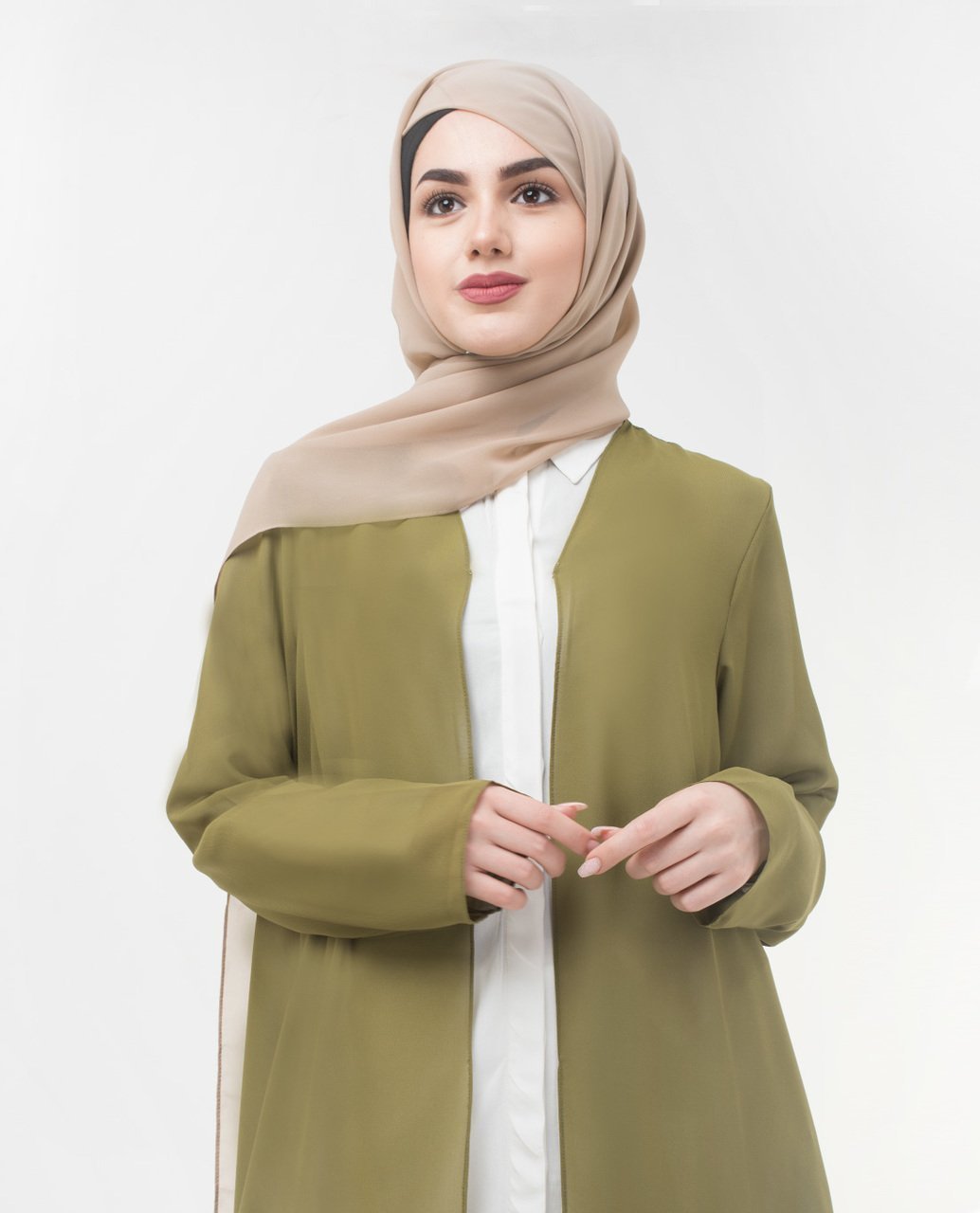 Long Sheer Olive Drab Green Outerwear Small (8-10) Regular (5'2" to 5'6") Darb Green