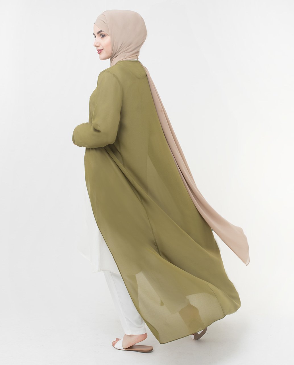 Long Sheer Olive Drab Green Outerwear Small (8-10) Regular (5'2" to 5'6") Darb Green