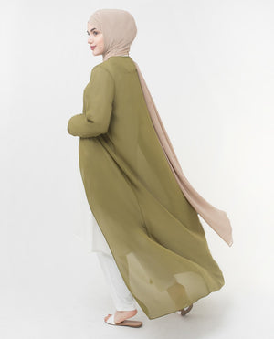 Long Sheer Olive Drab Green Outerwear Small (8-10) Regular (5'2" to 5'6") Darb Green