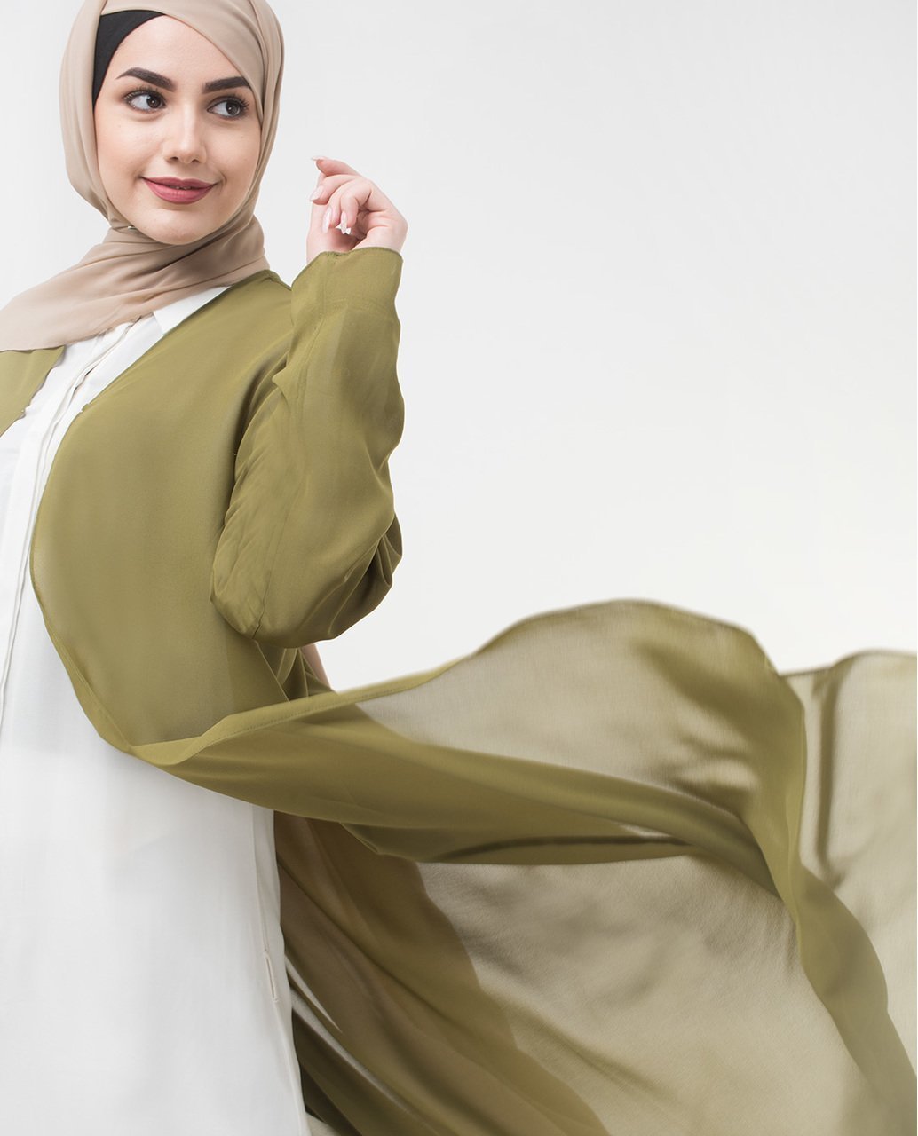 Long Sheer Olive Drab Green Outerwear Small (8-10) Regular (5'2" to 5'6") Darb Green