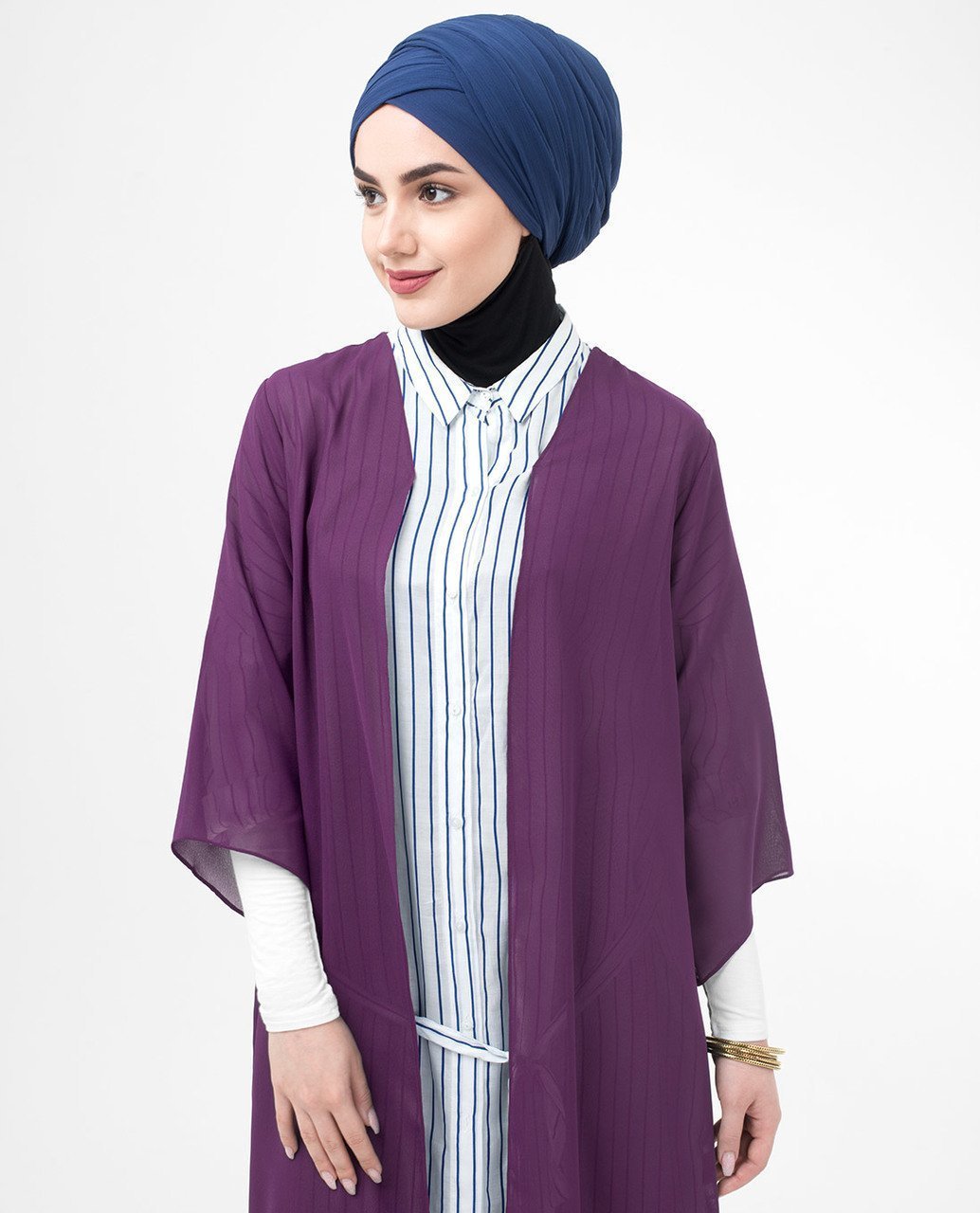 Long Sheer Plum Purple Kimono Small (8-10) Regular (5'2" to 5'6") Plum Purple