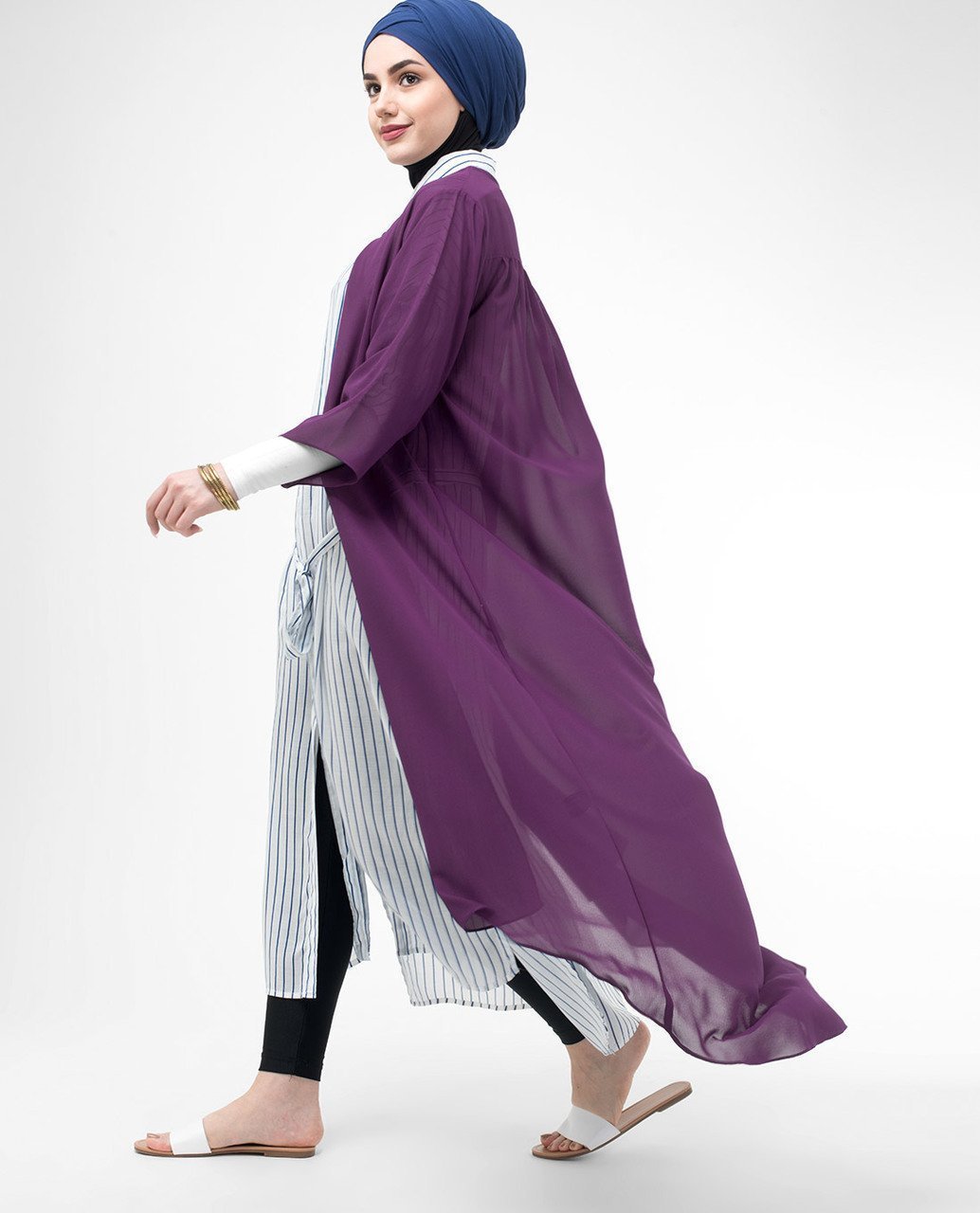 Long Sheer Plum Purple Kimono Small (8-10) Regular (5'2" to 5'6") Plum Purple