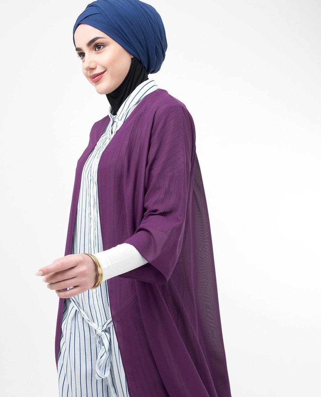 Long Sheer Plum Purple Kimono Small (8-10) Regular (5'2" to 5'6") Plum Purple