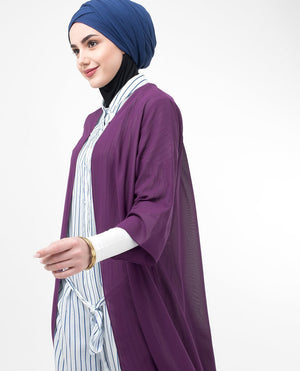 Long Sheer Plum Purple Kimono Small (8-10) Regular (5'2" to 5'6") Plum Purple