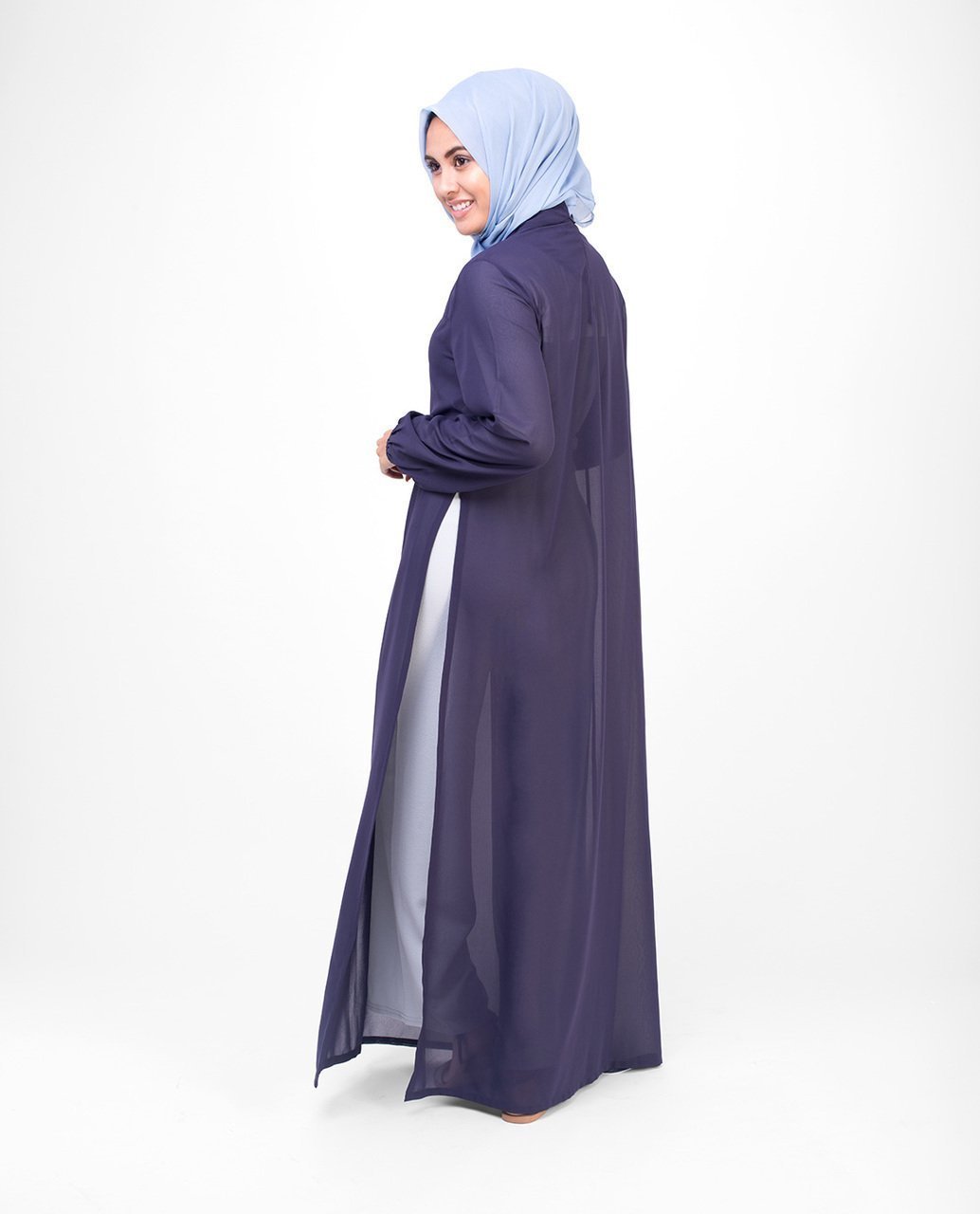 Long Slit Sheer Top Small (8-10) Petite (- 5'2") Purple