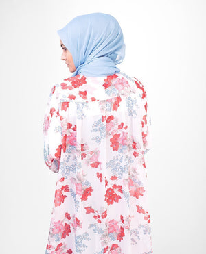 Long White Floral Kimono Small (8-10) Petite (- 5'2") White Floral