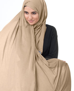 Macaroon Beige Viscose Jersey Hijab Regular Macaroon Beige