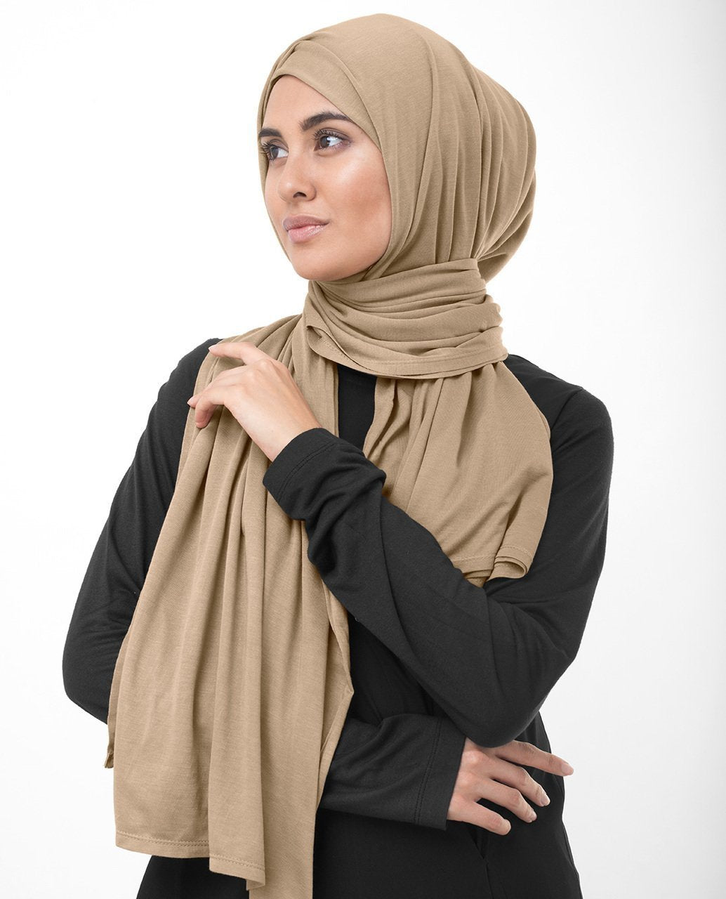 Macaroon Beige Viscose Jersey Hijab Regular Macaroon Beige