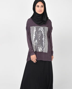 Mauve Sequin Top Slim
