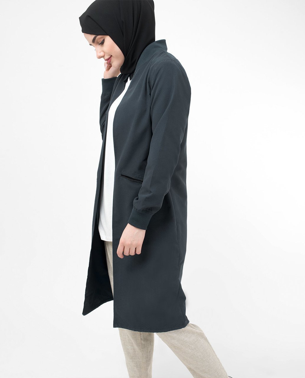 Modest Light Outerwear Jacket Small (8-10) Petite (- 5'2") Navy Blue