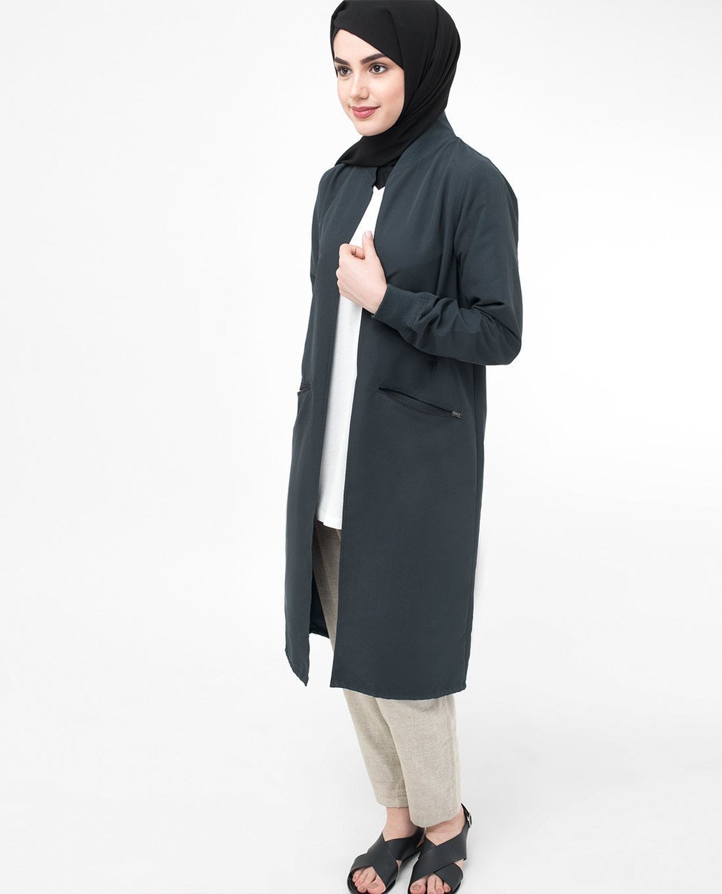 Modest Light Outerwear Jacket Small (8-10) Petite (- 5'2") Navy Blue