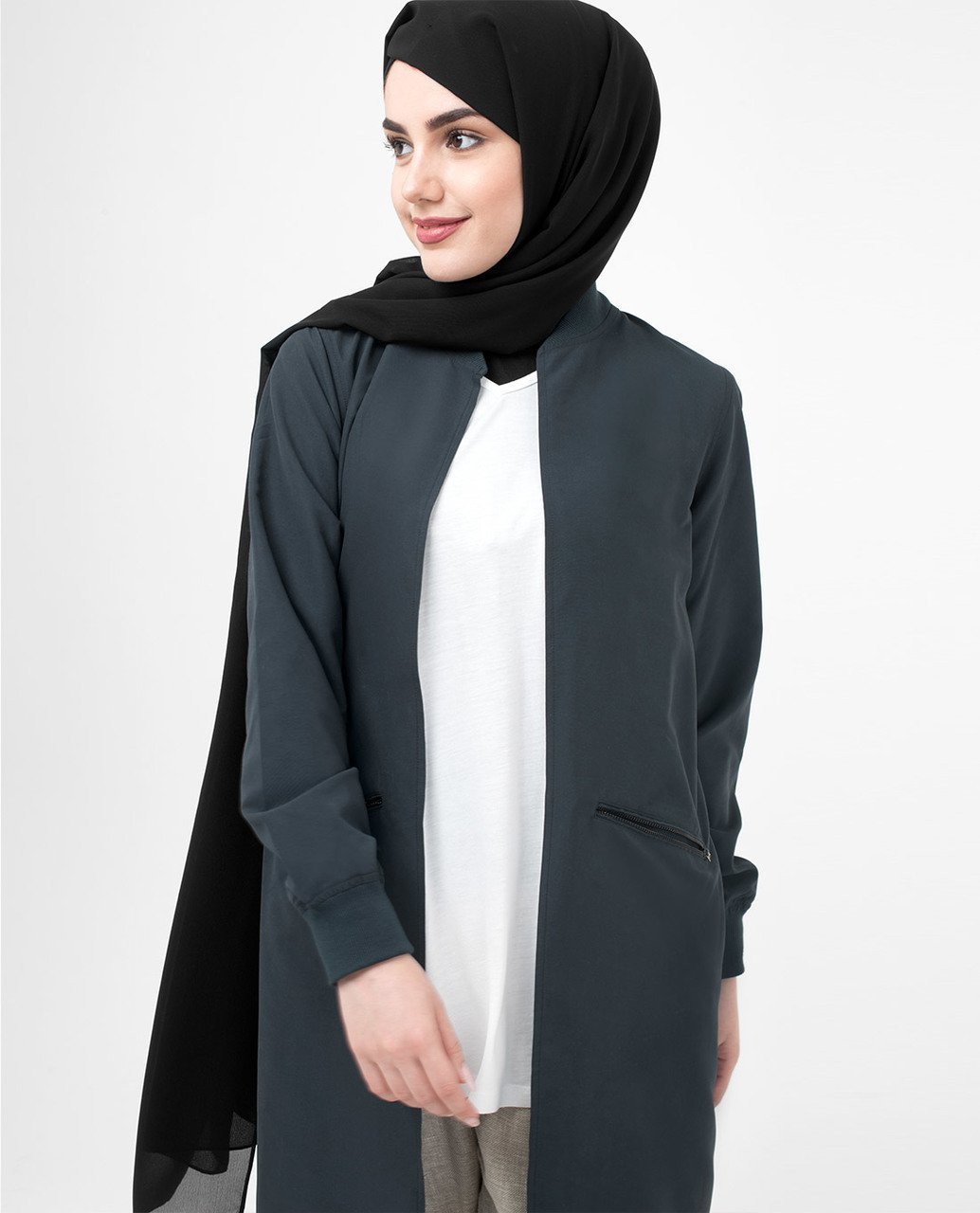 Modest Light Outerwear Jacket Small (8-10) Petite (- 5'2") Navy Blue