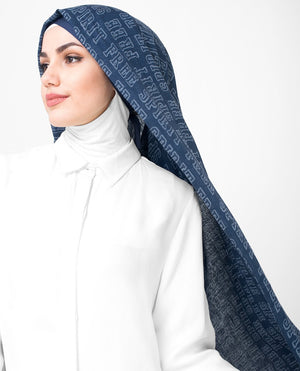 Navy Blue Free Spirit Print Viscose Hijab Regular Navy Blue