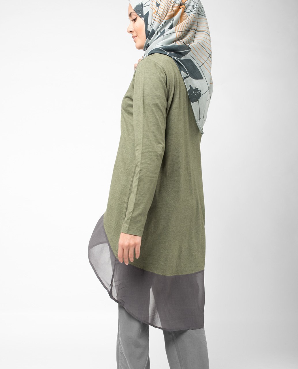 Olive Colour Block Top Slim