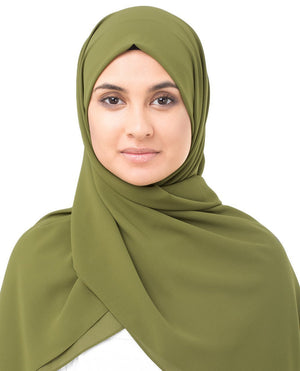 Olive Drab Green Poly Georgette Hijab Regular Olive Drab Green