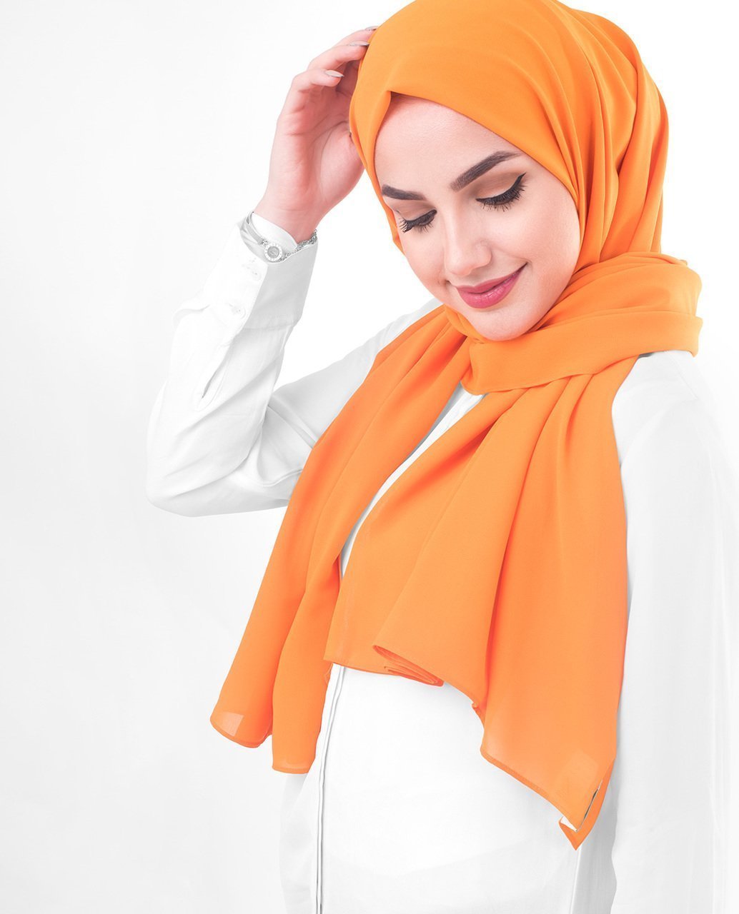 Orange Pepper Poly Georgette Hijab Regular Orange Pepper
