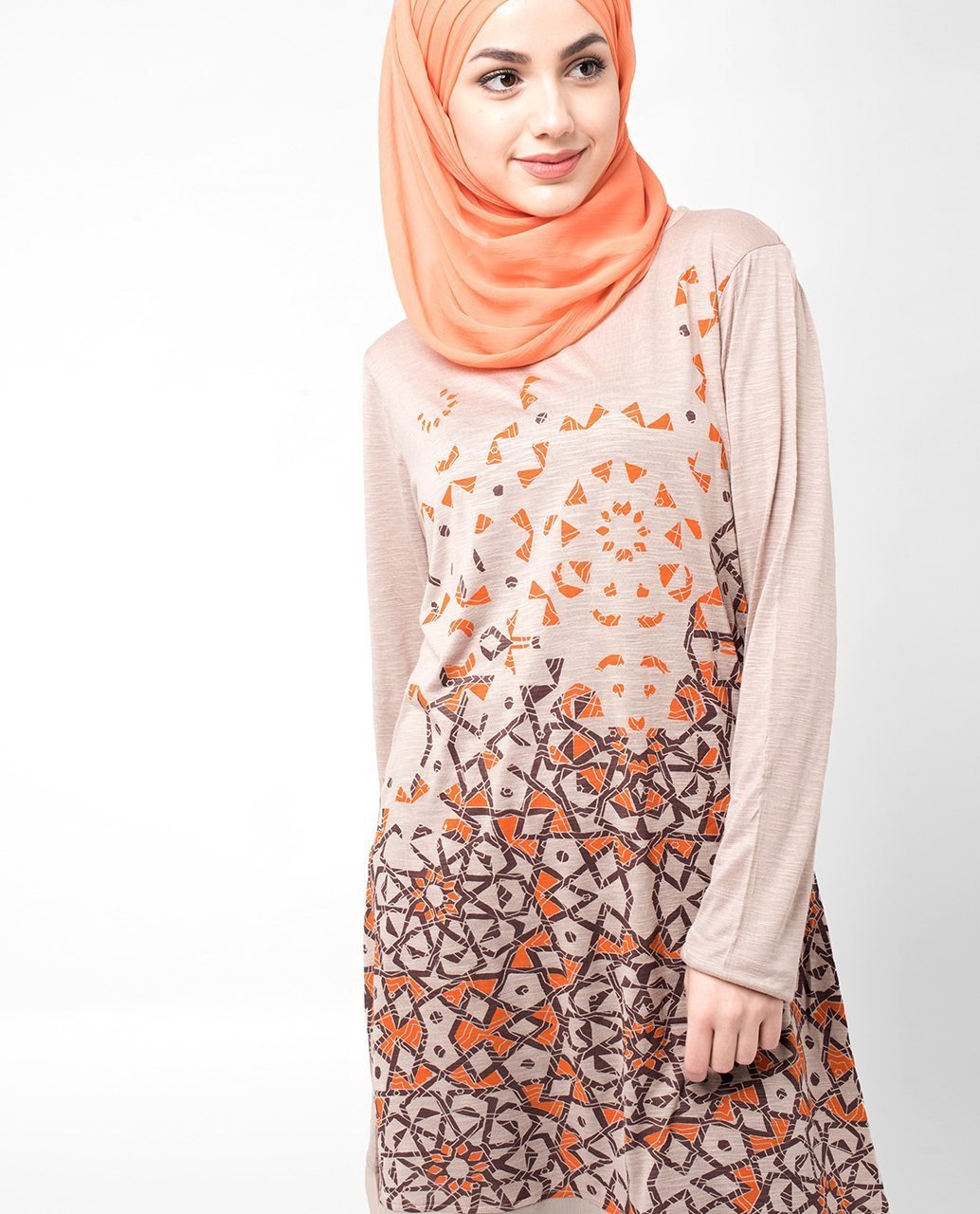 Orange Scatter Print Top Slim