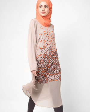 Orange Scatter Print Top Slim