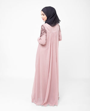 Pale Mauve Hand Embroidered Gown Extra Slim 56 (Small 56)