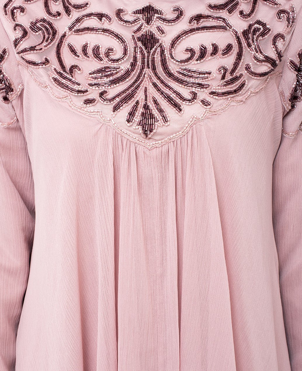 Pale Mauve Hand Embroidered Gown Extra Slim 56 (Small 56)