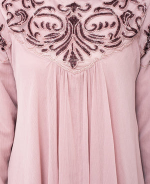 Pale Mauve Hand Embroidered Gown Extra Slim 56 (Small 56)