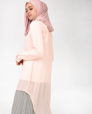 Pink Button Up Blouse Slim