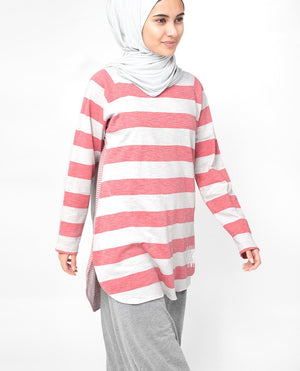 Pink Striped Top Slim