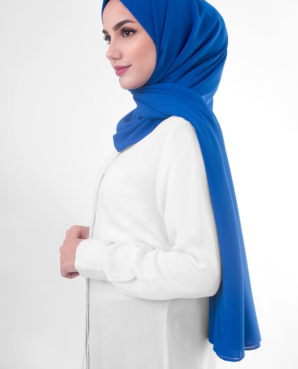 Princess Blue Hijab in Polyester Georgette Regular Blue