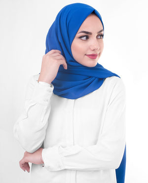 Princess Blue Hijab in Polyester Georgette Regular Blue