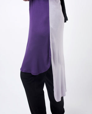 Purple & Lilac Color Blocking Modest Top Small (8-10) Petite (- 5'2")