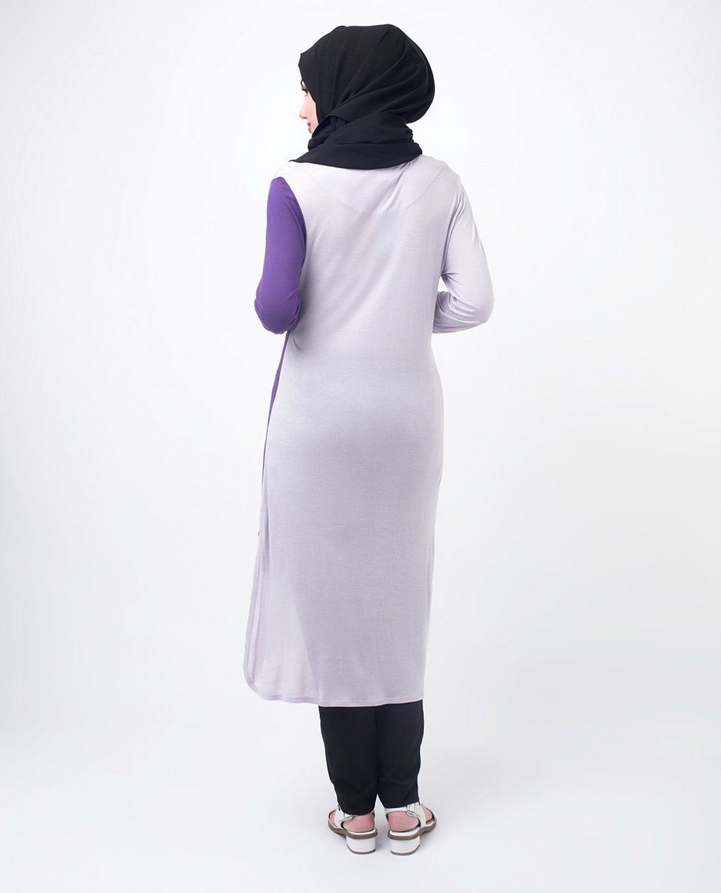 Purple & Lilac Color Blocking Modest Top Small (8-10) Petite (- 5'2")