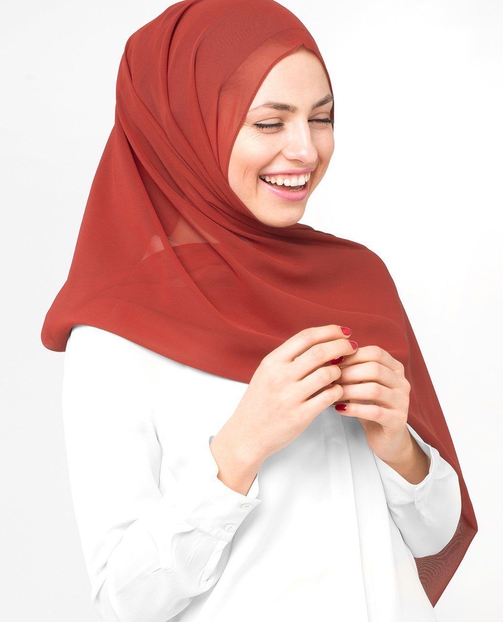 Red Clay Poly Georgette Hijab Regular Red Clay