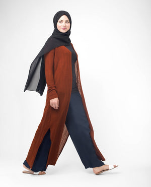 Rust Orange Full Length Knitted Outerwear Small (8-10) Petite (- 5'2") Orange