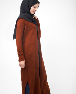 Rust Orange Full Length Knitted Outerwear Small (8-10) Petite (- 5'2") Orange