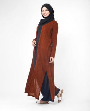 Rust Orange Full Length Knitted Outerwear Small (8-10) Petite (- 5'2") Orange