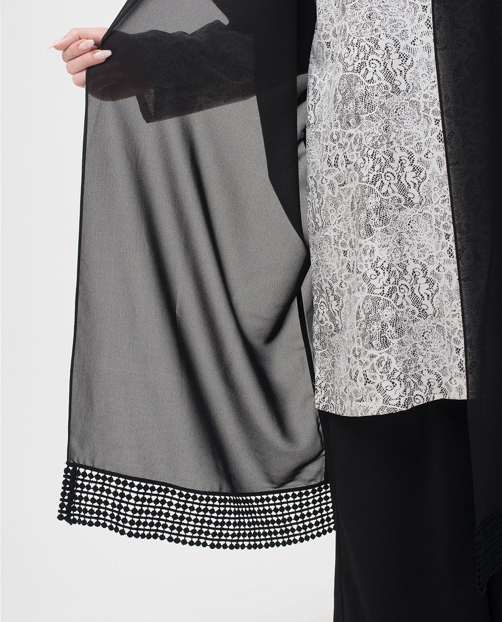 Sheer Lace Kimono Small Petite (- 5'2") Black