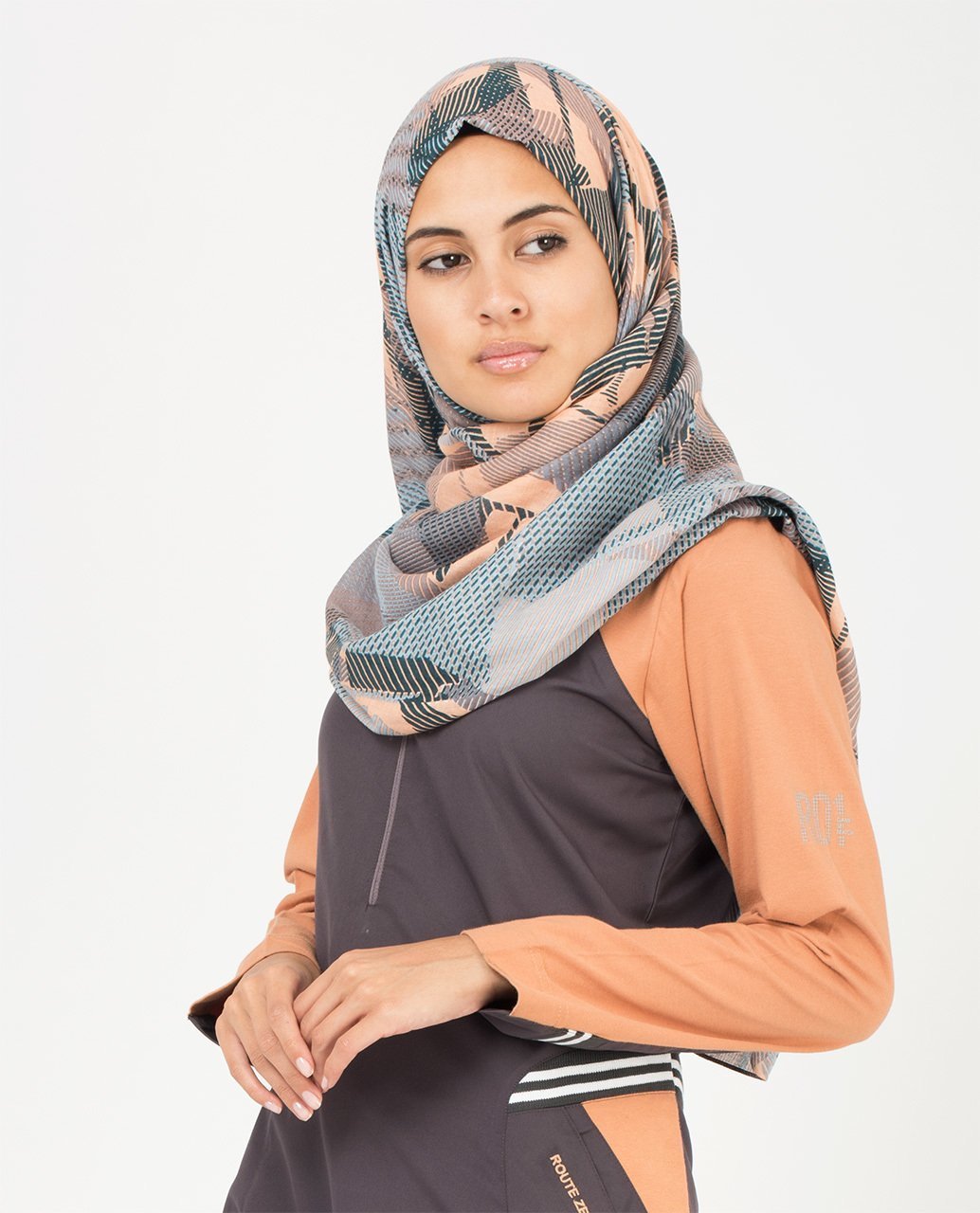 Silver Pink and Grey Hijab Regular Silver Pink and Grey