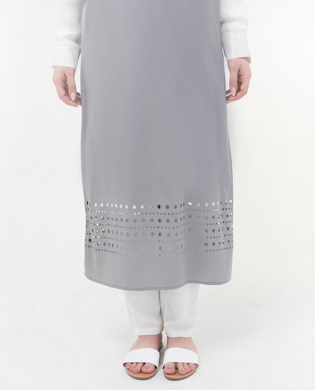 Sleeveless Cut Out Top Small Petite (- 5'2") Grey