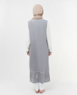 Sleeveless Cut Out Top Small Petite (- 5'2") Grey