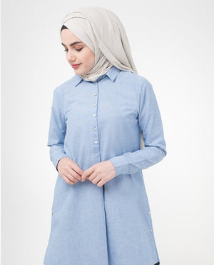 Smart Casual Shirt Dress Small Petite (- 5'2") Blue