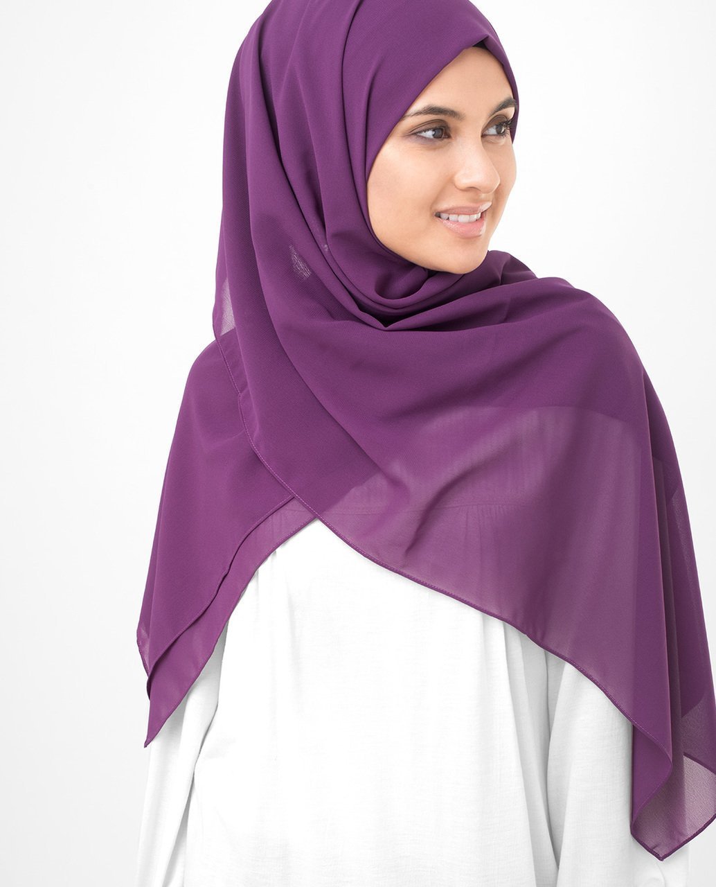 Sparkling Grape Purple Poly Georgette Hijab Regular Grape Purple