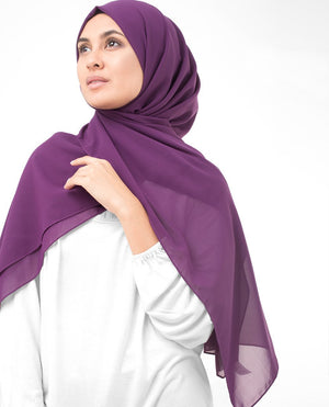 Sparkling Grape Purple Poly Georgette Hijab Regular Grape Purple