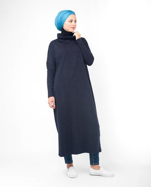 Sparkly Navy Long Modest Top Small (8-10) Petite (- 5'2")